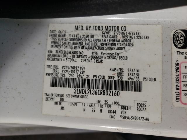 2012 LINCOLN MKZ HYBRID 3LNDL2L36CR802160