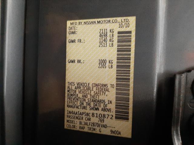 2011 NISSAN MAXIMA 1N4AA5AP5BC810872