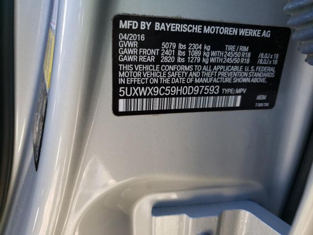 2017 BMW X3 XDRIVE2 5UXWX9C59H0D97593