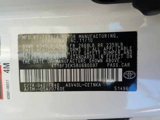 2011 TOYOTA CAMRY BASE 4T1BF3EK5BU680097