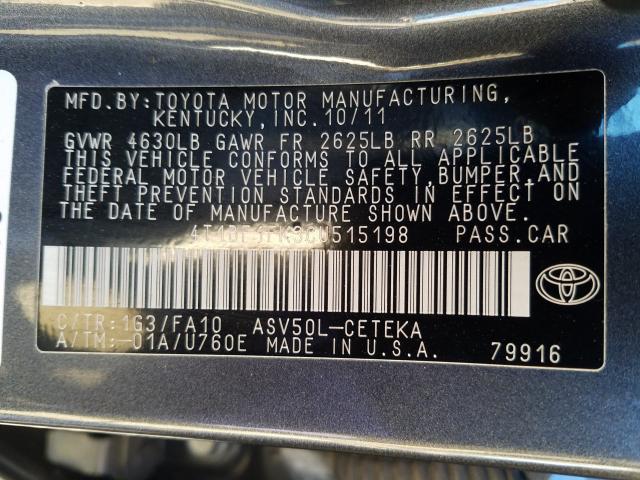 2012 TOYOTA CAMRY BASE 4T1BF1FK3CU515198