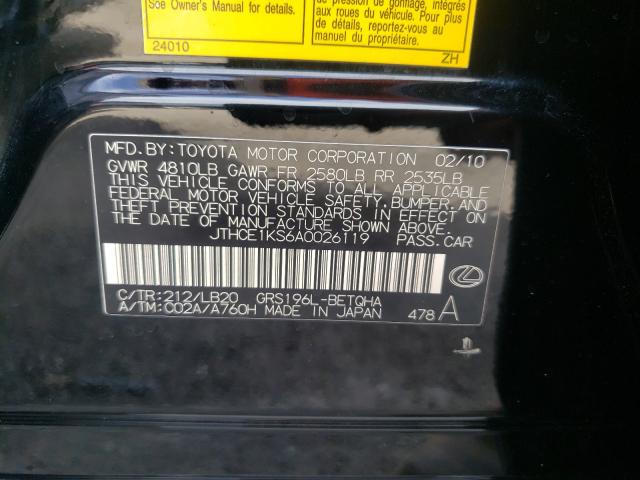 2010 LEXUS GS 350 JTHCE1KS6A0026119