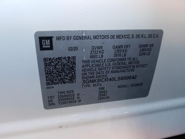 2020 CHEVROLET BLAZER 2LT 3GNKBCR40LS650042