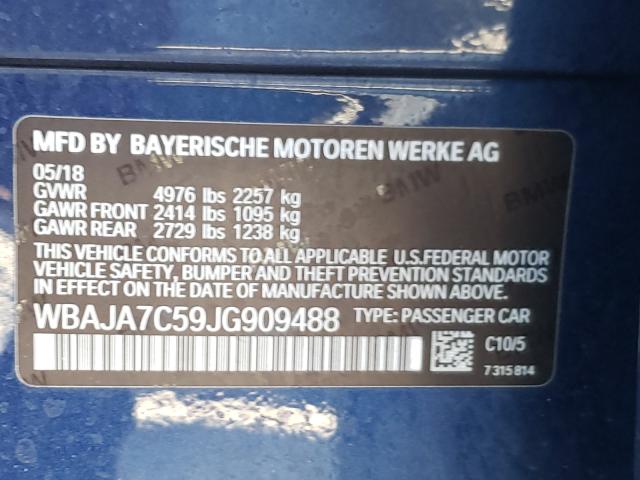 2018 BMW 530 XI WBAJA7C59JG909488