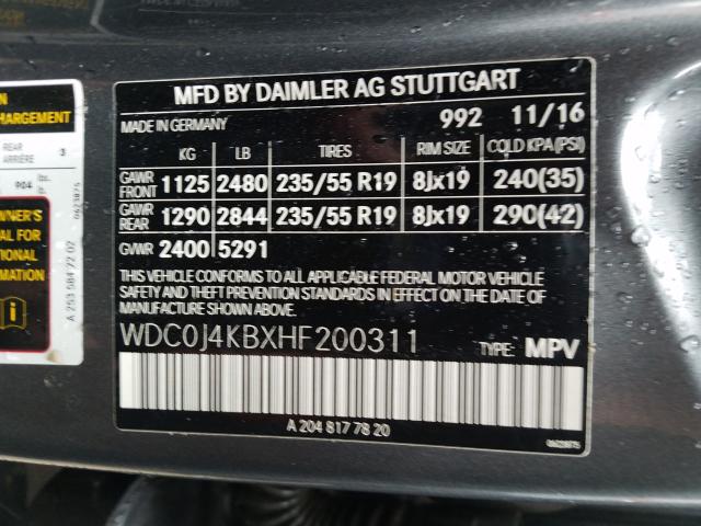 2017 MERCEDES-BENZ GLC COUPE WDC0J4KBXHF200311