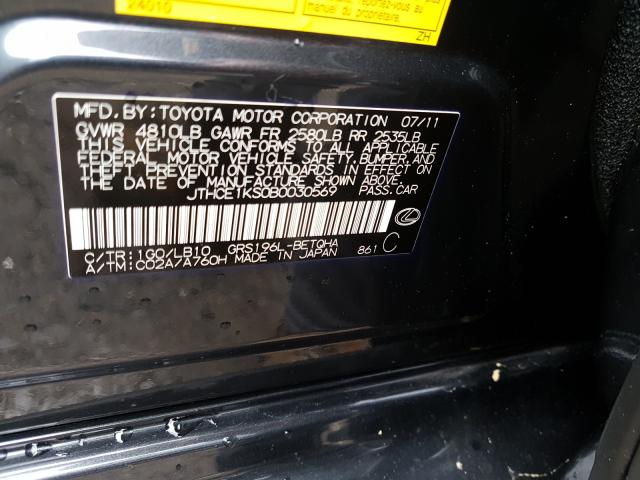 2011 LEXUS GS 350 JTHCE1KS0B0030569