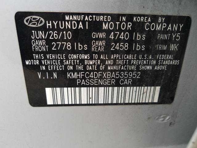 2011 HYUNDAI AZERA GLS KMHFC4DFXBA535952
