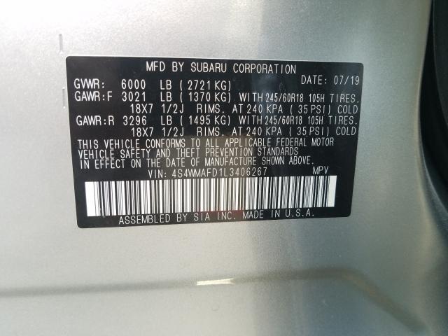 2020 SUBARU ASCENT PRE 4S4WMAFD1L3406267