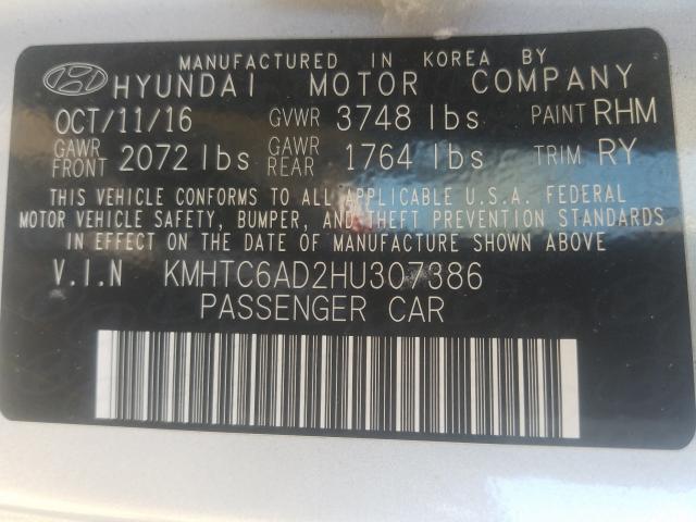 2017 HYUNDAI VELOSTER KMHTC6AD2HU307386