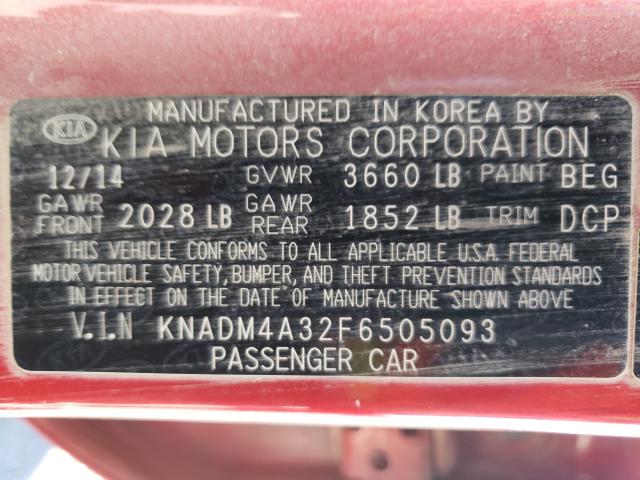 2015 KIA RIO LX KNADM4A32F6505093