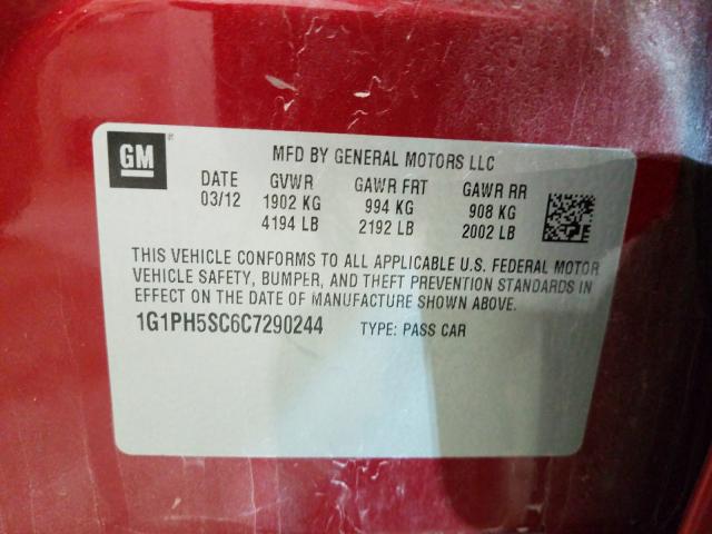 2012 CHEVROLET CRUZE LTZ 1G1PH5SC6C7290244