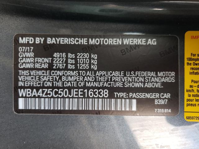 2018 BMW 440I WBA4Z5C50JEE16338