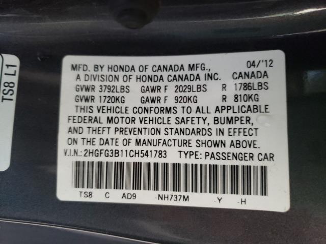 2012 HONDA CIVIC EXL 2HGFG3B11CH541783