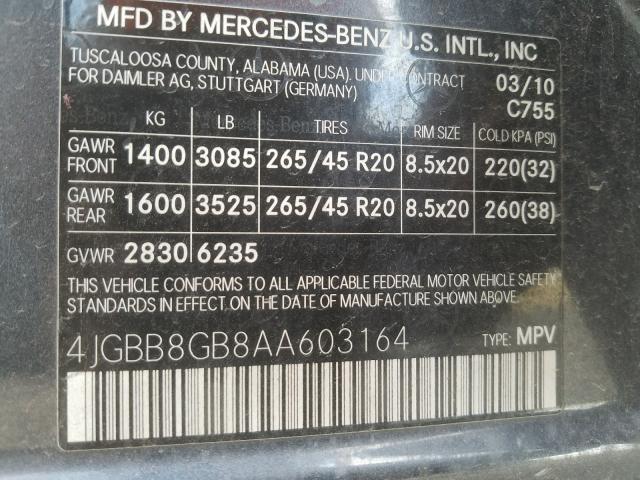 2010 MERCEDES-BENZ ML 350 4MA 4JGBB8GB8AA603164