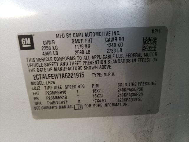 2010 GMC TERRAIN SL 2CTALFEW7A6321915