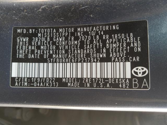 2015 TOYOTA COROLLA L - 5YFBURHE6FP217942