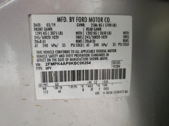 2019 FORD EDGE ST 2FMPK4AP9KBC06264