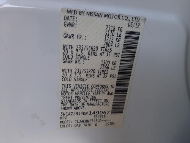 2019 NISSAN MURANO S 5N1AZ2MJ4KN149067