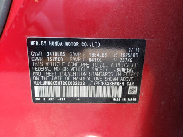 2016 HONDA FIT EX JHMGK5H72GX032228