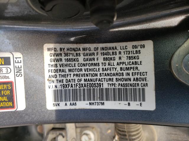 2010 HONDA CIVIC VP 19XFA1F3XAE005391
