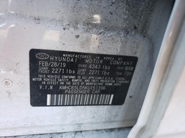 2019 HYUNDAI IONIQ KMHC65LD5KU151396