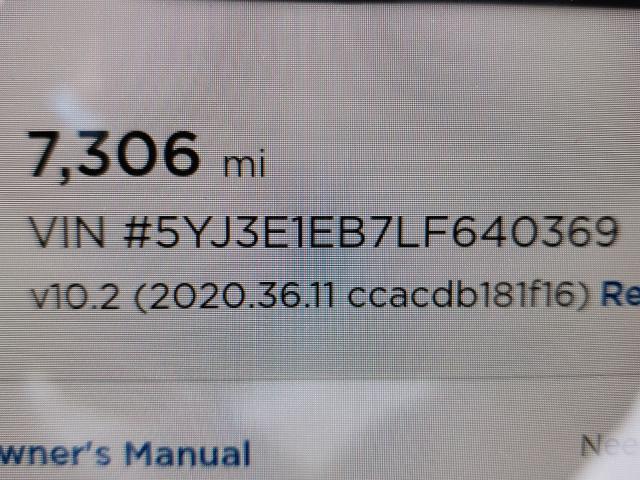2020 TESLA MODEL 3 5YJ3E1EB7LF640369