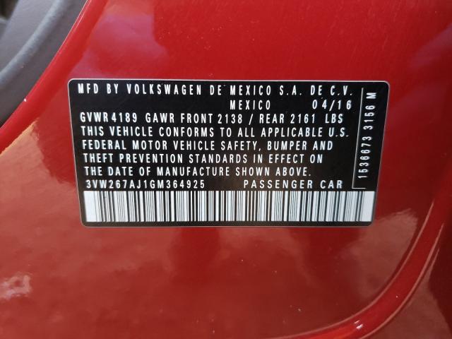 2016 VOLKSWAGEN JETTA S 3VW267AJ1GM364925