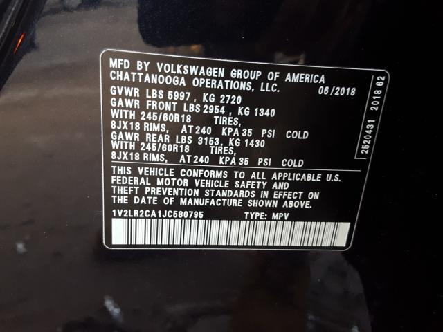 2018 VOLKSWAGEN ATLAS SE 1V2LR2CA1JC580795