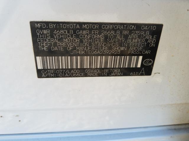 2010 LEXUS ES 350 JTHBK1EG6A2392923