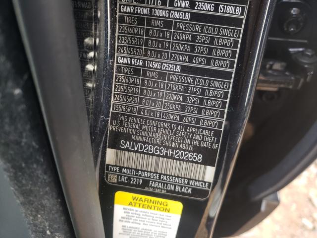 2017 LAND ROVER RANGE ROVE SALVD2BG3HH202658