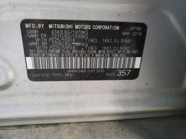 2018 MITSUBISHI OUTLANDER JA4AR3AW1JU013200