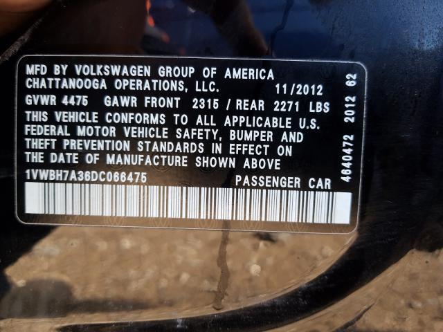 2013 VOLKSWAGEN PASSAT SE 1VWBH7A36DC066475