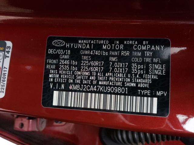 2019 HYUNDAI TUCSON SE KM8J2CA47KU909801
