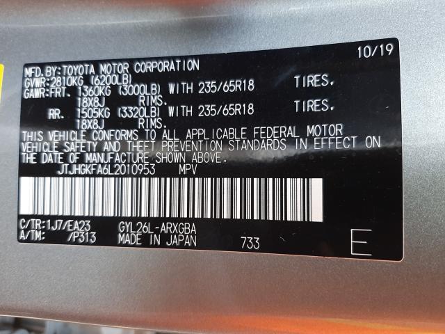 2020 LEXUS RX 450H L JTJHGKFA6L2010953