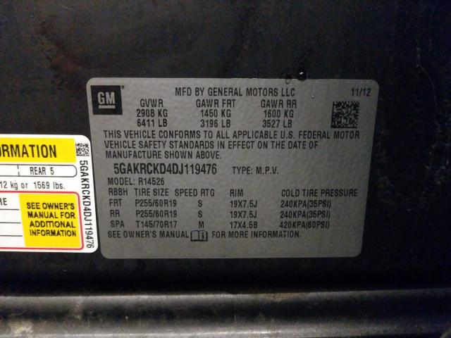 2013 BUICK ENCLAVE 5GAKRCKD4DJ119476