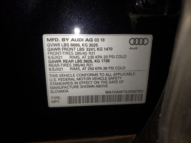 VIN WA1VAAF72JD037231 2018 Audi Q7, Prestige no.10