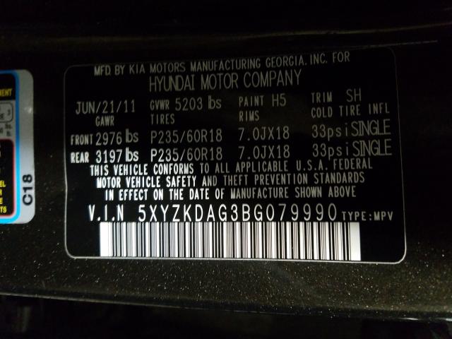 2011 HYUNDAI SANTA FE L 5XYZKDAG3BG079990