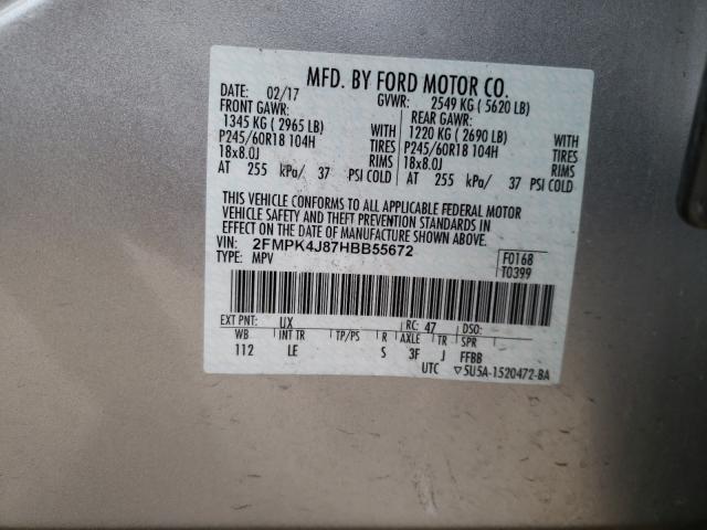 2017 FORD EDGE SEL 2FMPK4J87HBB55672