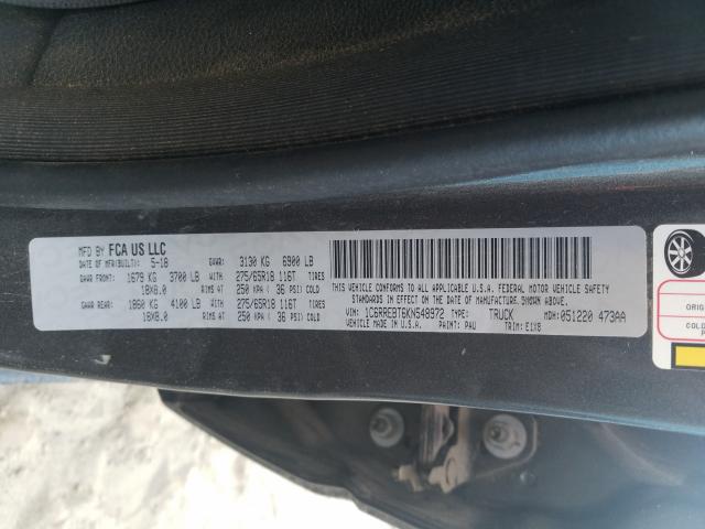 2019 RAM 1500 BIG H 1C6RREBT6KN548972