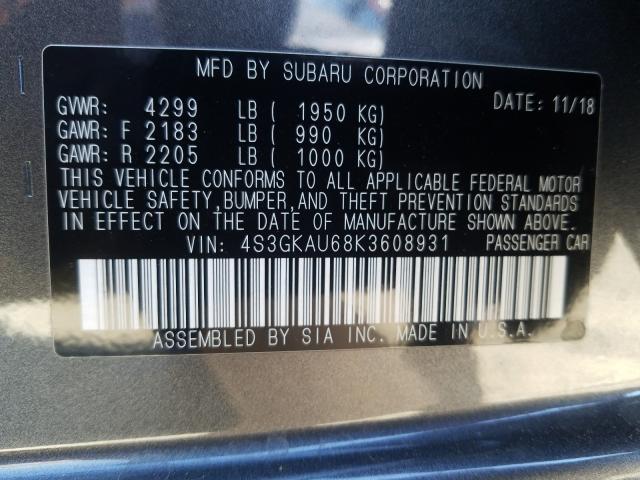 2019 SUBARU IMPREZA LI 4S3GKAU68K3608931