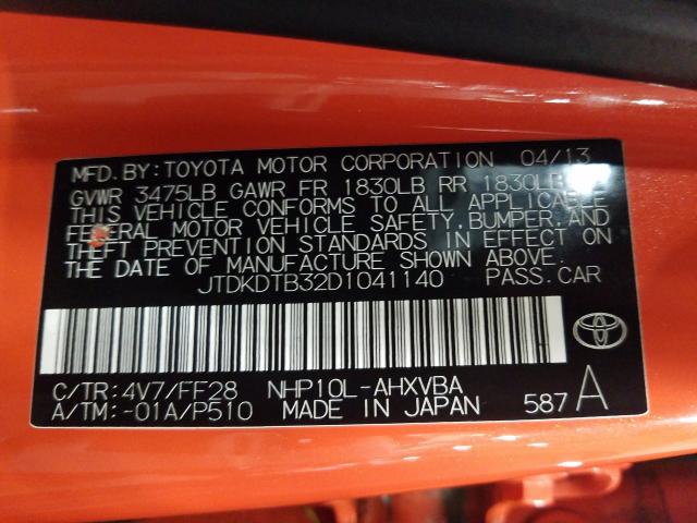 2013 TOYOTA PRIUS C JTDKDTB32D1041140