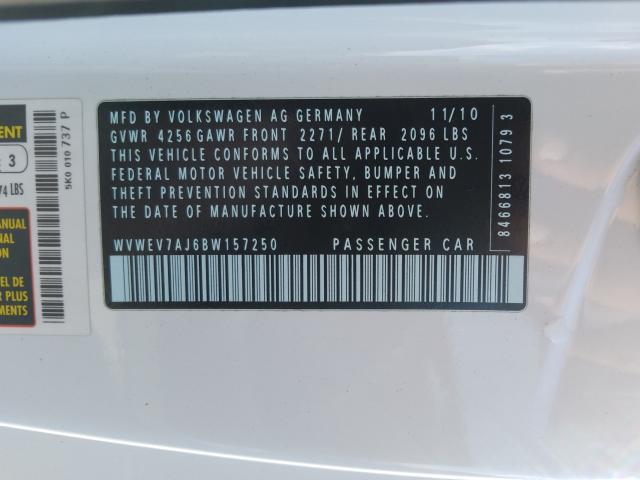 2011 VOLKSWAGEN GTI WVWEV7AJ6BW157250