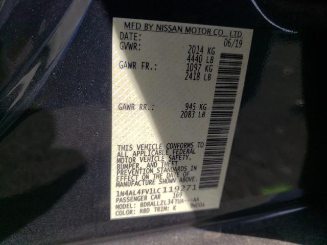 2020 NISSAN ALTIMA PLA 1N4AL4FV1LC119271