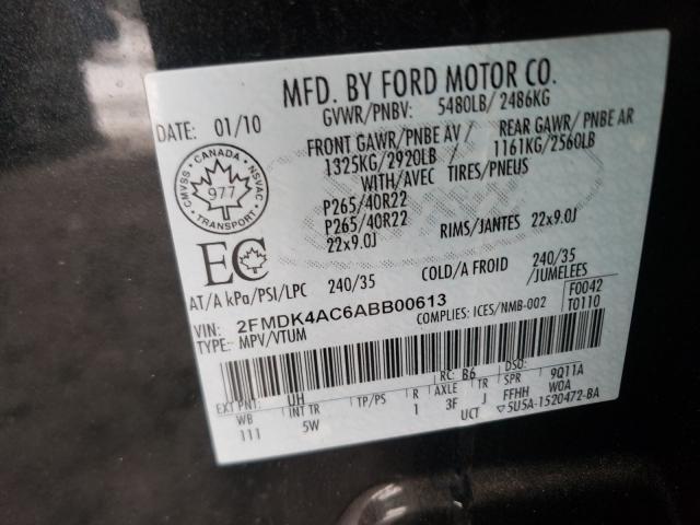 2010 FORD EDGE SPORT 2FMDK4AC6ABB00613