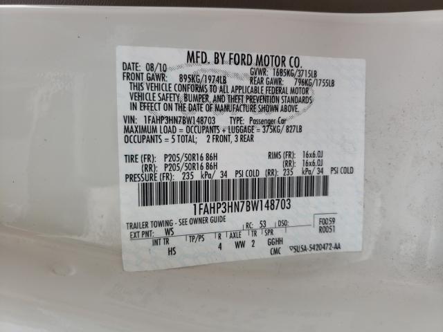 2011 FORD FOCUS SEL 1FAHP3HN7BW148703