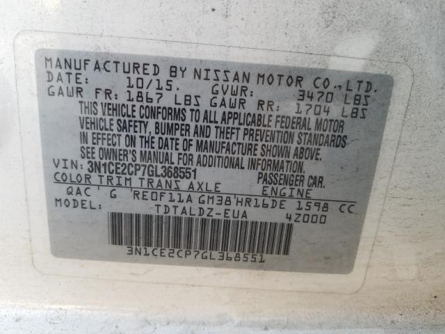 2016 NISSAN VERSA NOTE 3N1CE2CP7GL368551