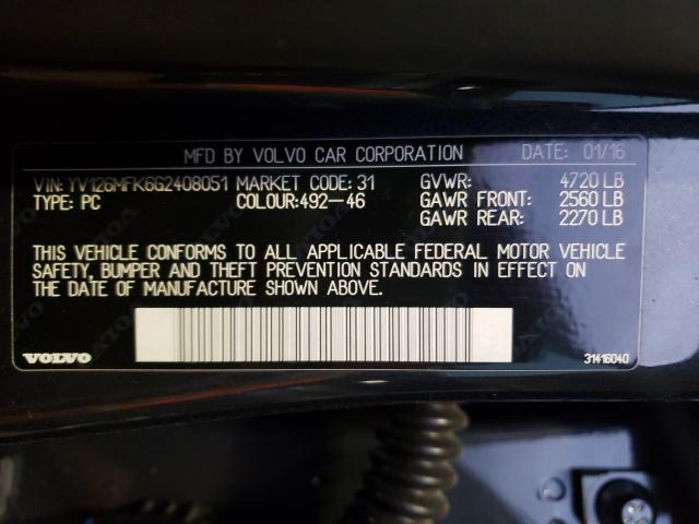 2016 VOLVO S60 PREMIE YV126MFK6G2408051