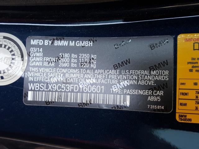 2015 BMW M6 WBSLX9C53FD160601