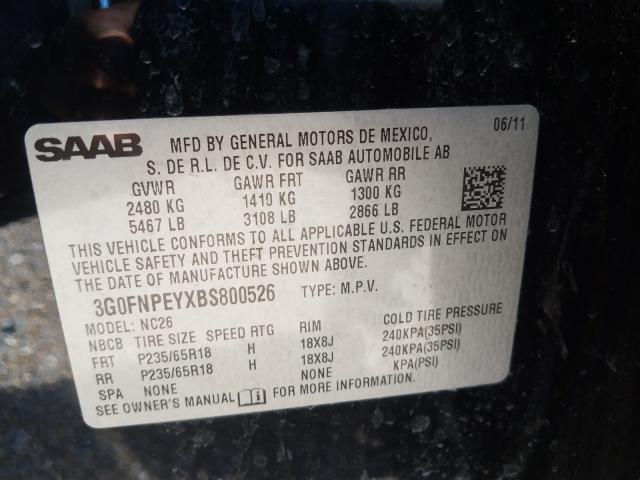 2011 SAAB 9-4X 3G0FNPEYXBS800526