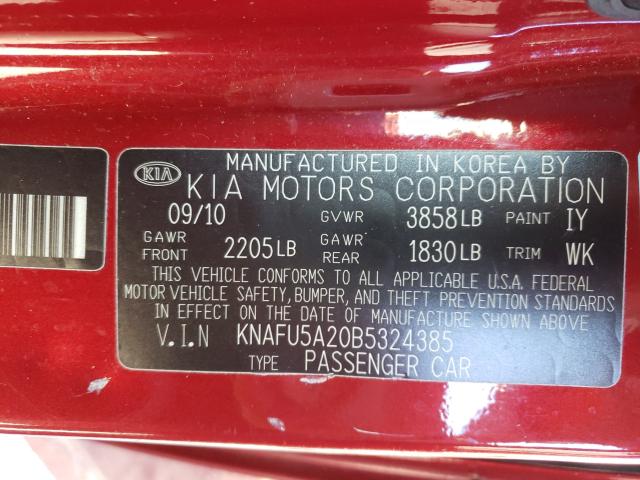2011 KIA FORTE EX KNAFU5A20B5324385